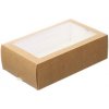 Jednorázové nádobí ECOFOL Papírová krabička EKO na makronky 180x110x55 mm hnědá s okénkem
