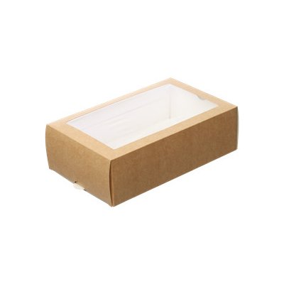ECOFOL Papírová krabička EKO na makronky 180x110x55 mm hnědá s okénkem
