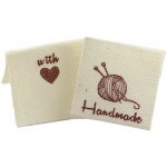 Pro Háčkování Látková cedulka Handmade bílá natural s klubíčkem – Zboží Dáma