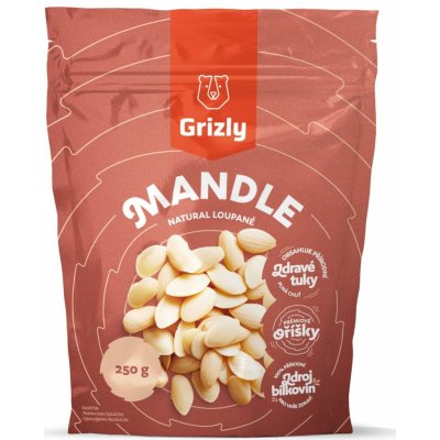 GRIZLY Mandle natural loupané 250 g – Zbozi.Blesk.cz