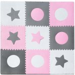 INKA Pěnová podložka puzzle pro děti 180x180cm 9 dílků šedá a růžová – Zboží Dáma