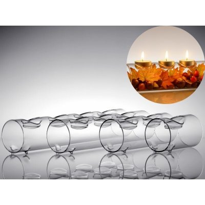 DT GLASS Skleněný trubicový svícen na čajovou svíčku k dozdobení - průměr 80 mm na čtyři svíčky – Sleviste.cz