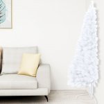 Nabytek XL Umělý vánoční půl stromek s LED a sadou koulí bílý 210 cm