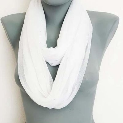 dámská letní šála tunel třpytky bílá – Zboží Dáma