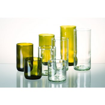 DT GLASS Silnostěnná sklenka UNIVERSAL z lahve od vína antikově zelená ů v bílé krabičce 80 mm 6 x 200 ml