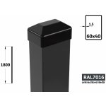 Plotový sloupek 180 cm, 60×40×1,5 mm, antracitově šedá – Zboží Mobilmania