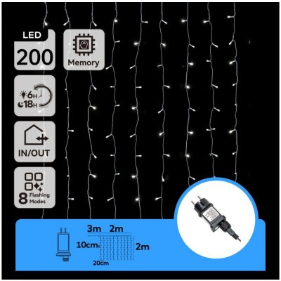 Aigostar B.V. - LED Venkovní řetěz 200xLED/8 funkcí 5x2m IP44 studená bílá B103031NV – Hledejceny.cz