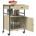 Servírovací stolek kolečka kov dřevo černá dub sonoma NoBi DARLEY – Zboží Dáma