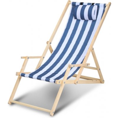 Jopassy Camping Relax Lounger Sun Lounger Wood Modrá Bílá s madly – Zbozi.Blesk.cz