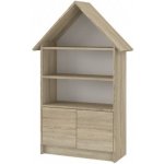 Dřevěná knihovna/skříň na hračky Domeček, Dub Sonoma – Sleviste.cz