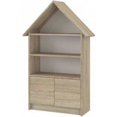 Dřevěná knihovna/skříň na hračky Domeček, Dub Sonoma – Sleviste.cz