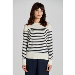 Gant svetr FINE KNIT STRIPED C-NECK bílá