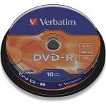 Verbatim DVD-R 4,7GB 16x, AZO, spindle, 10ks (43523) – Zboží Živě