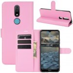 Litchi PU kožené peněženkové na mobil Nokia 2.4 - růžové – Zboží Živě