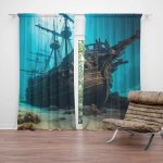 Sablio Závěs Vrak dřevěné lodi na dně moře: 2ks 140x250cm – Hledejceny.cz