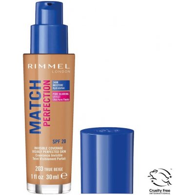 Rimmel London Match Perfection SPF20 make-up 203 True Beige 30 ml – Zboží Dáma