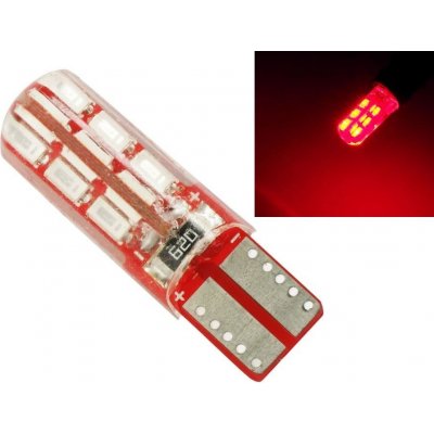 Interlook LED T10 W5W 24 SMD 3014 CAN BUS Silikon ČERVENÁ – Zboží Mobilmania