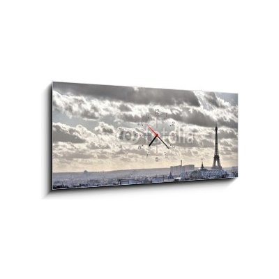 Obraz s hodinami 1D - 120 x 50 cm - Vue depuis les toits de Paris - Tour Eiffel Vůdní depuis les toits de Paris – Hledejceny.cz