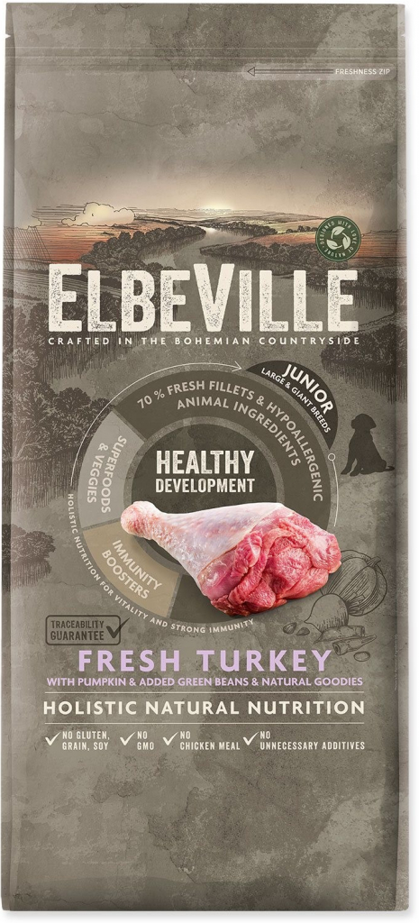 ELBEVILLE Puppy and Junior Large Fresh Turkey Healthy Development 11,4 kg