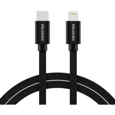 Swissten 71529201 textilní datový USB-C/Lightning, 2m, černý – Zbozi.Blesk.cz