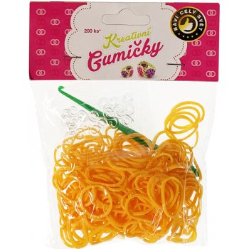 Loom Bands pletací gumičky svítící ve tmě oranžové 200ks + háček