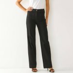 Široké džíny pro nižší postavu s vysokým pasem sepraná černá – Sleviste.cz