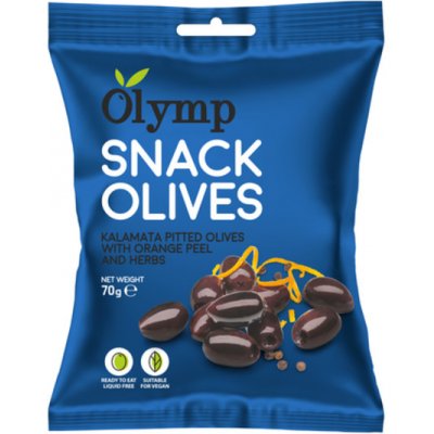 Olymp Kalamata tmavé olivy bez pecky s pomerančovou kůrou a bylinkami 70g – Zboží Dáma