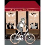 zuty Malování podle čísel - Kocour na kole před kavárnou, 80x100 cm, bez rámu a bez vypnutí plátna – Zboží Mobilmania