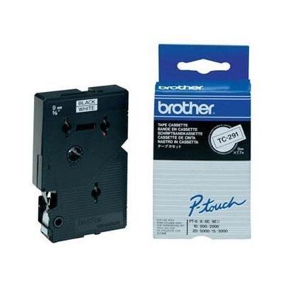 Páska do tiskárny štítků Brother, TC-291, 9mm, černý tisk/bílý podklad, O TC291 – Zboží Živě