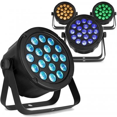 BeamZ SlimPar45 Set 4ks LED PAR reflektorů s DMX, 18x 3W 3v1 RGB LED – Hledejceny.cz