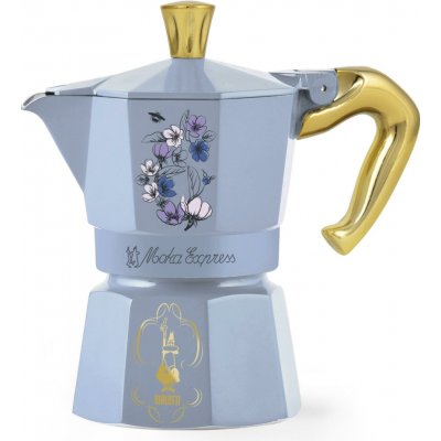 Bialetti Bridgerton, Moka konvička, 0,13 l, Modrá, Zlato, Hliník, 3 hrnků, Termoplastik – Zboží Mobilmania