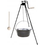 Kessel kotlík na guláš nerez 10 l 1,5 mm speciální trojnožka s pojistný kladkou VAR 1,25 m na kotlík poklice nerez 37 cm INOX dřevěná vařečka 50 cm – Zboží Dáma