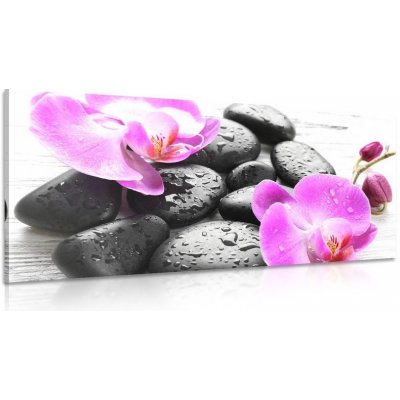 Obraz kouzelná souhra kamenů a orchideje - 100x50 cm – Hledejceny.cz