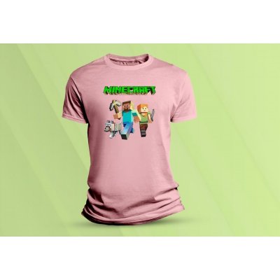 Sandratex Dětské bavlněné tričko Minecraft 2. Růžová