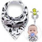 Šátek bryndáček podbradník s věšákem na dudlík lesní zvířata – Zboží Mobilmania