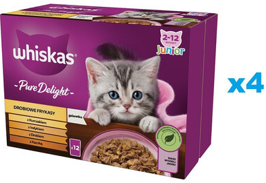 Whiskas Junior Drobiowe Frykasy v želé s kuřecím masem krůtím masem drůbežím masem kachním masem 48 x 85 g