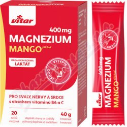 Vitar Magnezium 400 mg+vit.B6+vit.C 20 sáč