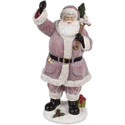 Clayre&Eef Clayre & Eef Father Christmas Figurka růžová 43 cm Polyresinová vánoční dekorace – Hledejceny.cz