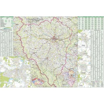 ZES Plzeňský kraj - nástěnná mapa 140 x 99 cm Varianta: bez rámu v tubusu, Provedení: laminovaná mapa v lištách