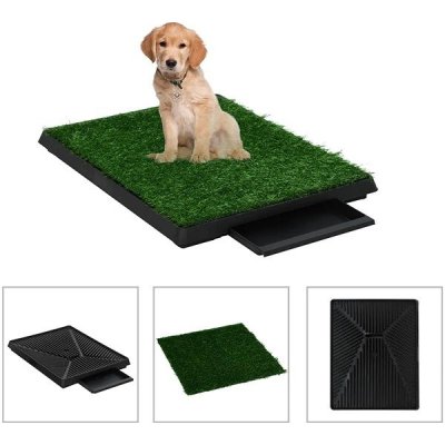 shumee Toaleta pro psy s nádobou a umělou trávou 63 x 50 x 7 cm