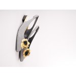 Epica dámské baleríny s volnou patou proužkované bíločerné se žlutou kytkou – Zboží Dáma