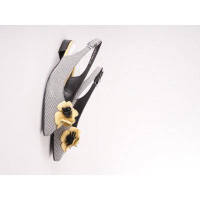 Epica dámské baleríny s volnou patou proužkované bíločerné se žlutou kytkou – Zboží Dáma