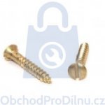 Vrut do dřeva s čočkovou hlavou a průběžnou drážkou, DIN 95, mosazný 3,5 x 35 - hobby balení, balení 1 ks – Zboží Mobilmania