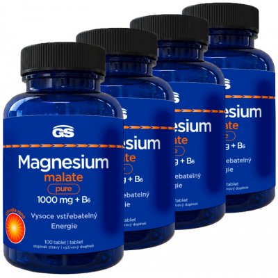 GS Magnesium Malate Pure 1000 mg + B6 4 x 100 tablet – Hledejceny.cz
