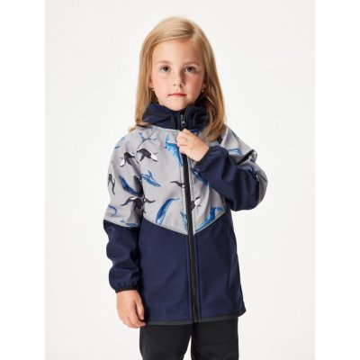 Unuo dětská softshellová bunda s fleecem Slim Velryby tm. modročerná šedá – Sleviste.cz