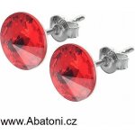 Swarovski Elements Rivoli vlepený krystal stříbrné náušnice pecky puzety červené kulaté 51037.3 Light Siam červená – Zboží Mobilmania
