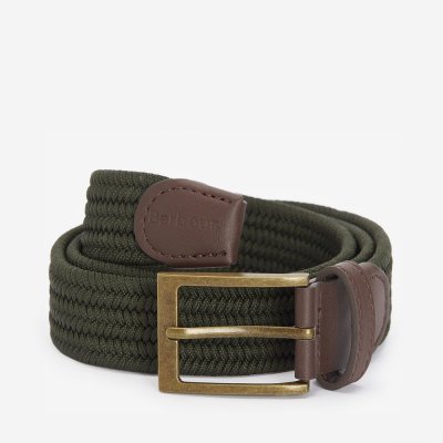 Barbour Jednobarevný strečový pásek Nevis Webbing belt Dark Olive