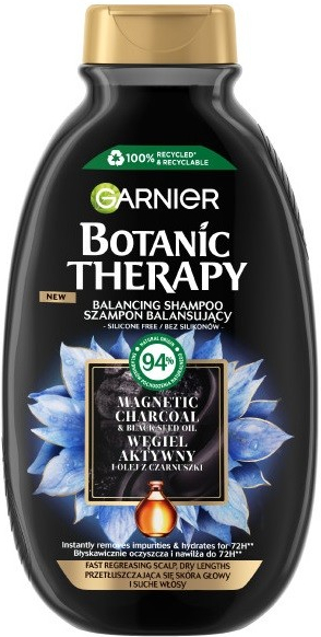 Garnier Botanic Therapy vyrovnávajúci šampón na mastné vlasy a suchú pokožku hlavy Aktívne drevené uhlie a rascový olej 400 ml