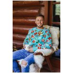 Frogies pánský svetr Reindeer šedá světle modrá krémová – Zboží Dáma