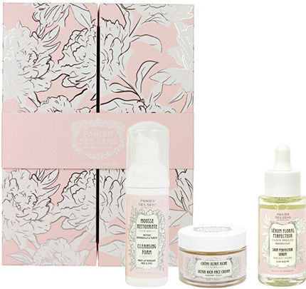 Panier Des Sens Radiant Peony pleťové sérum 30 ml + výživný krém na obličej 50 ml + čistící pěna 50 ml dárková sada